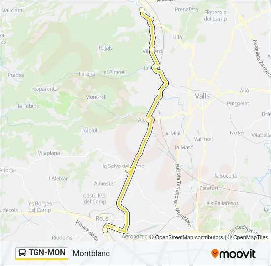TGN-MON Bus Line Map
