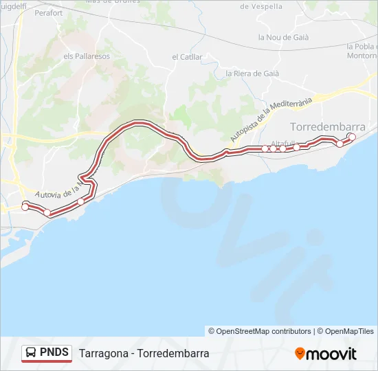 PNDS bus Mapa de línia
