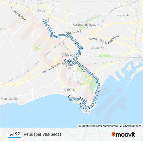 92 Bus Line Map