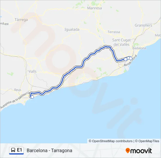 E1 Bus Line Map
