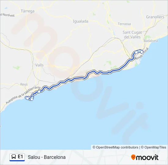 E1 Bus Line Map