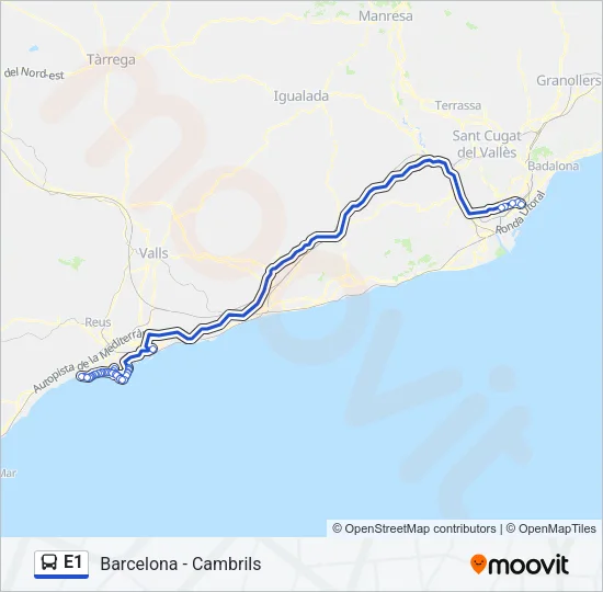 E1 Bus Line Map