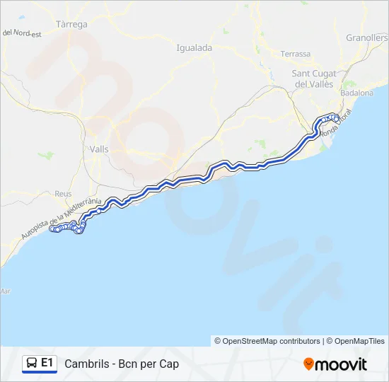 E1 Bus Line Map