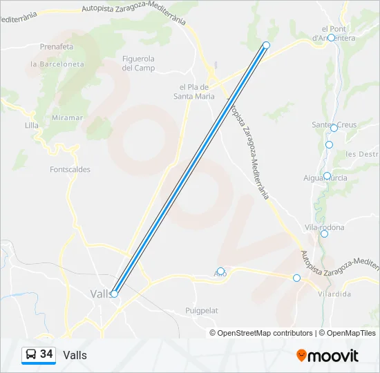 34 Bus Line Map