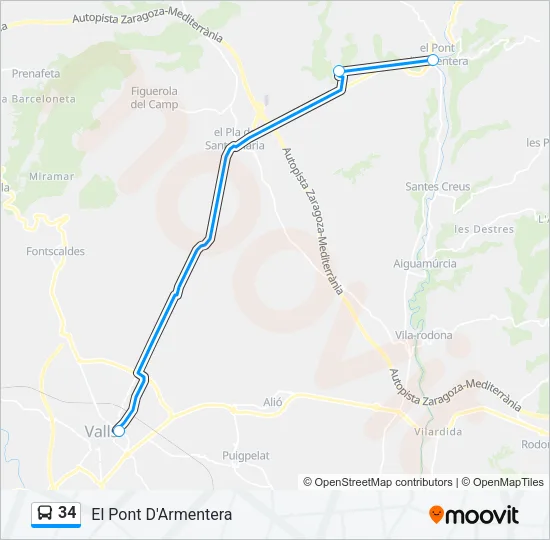 34 Bus Line Map