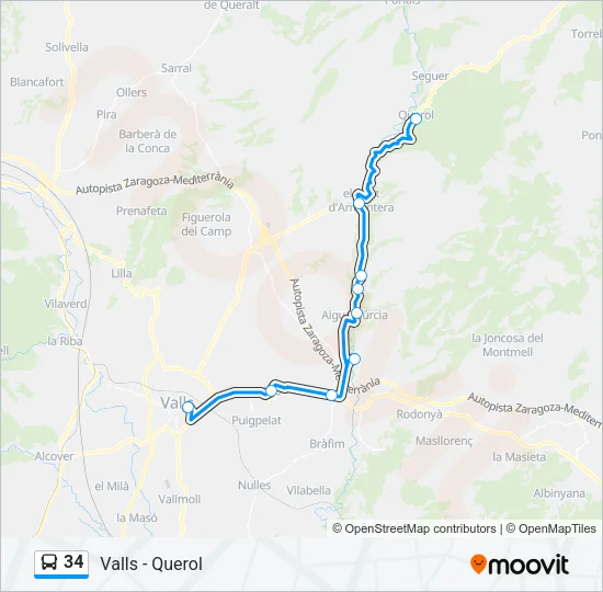 34 Bus Line Map
