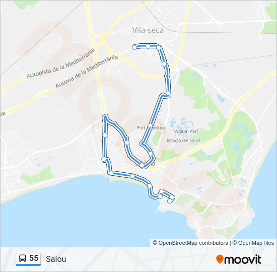 55 Bus Line Map
