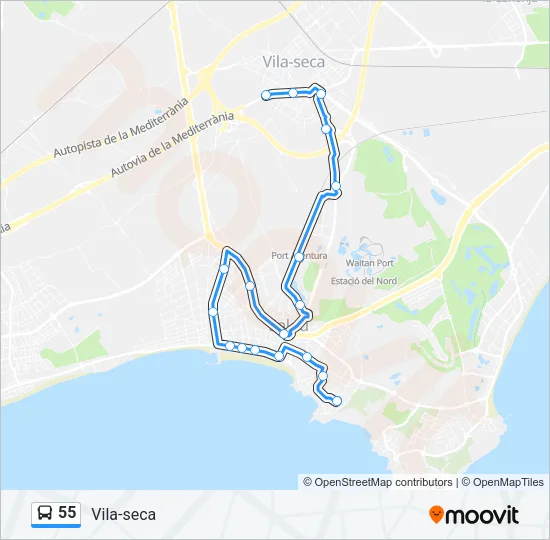 55 Bus Line Map