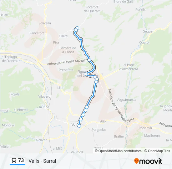 73 Bus Line Map