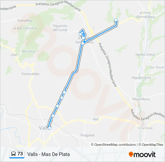 73 Bus Line Map