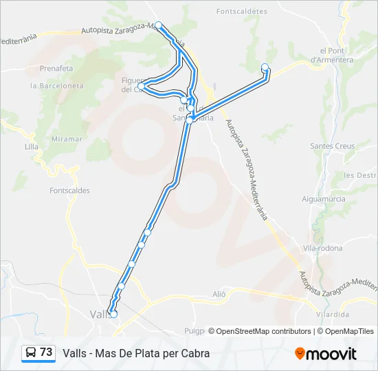 73 Bus Line Map