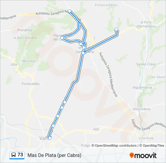 73 Bus Line Map