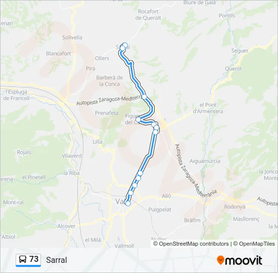73 Bus Line Map