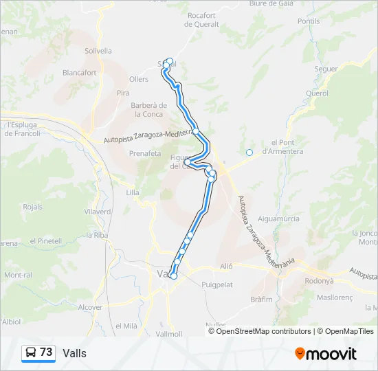 73 Bus Line Map