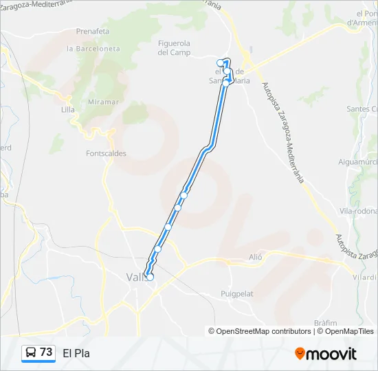 73 Bus Line Map