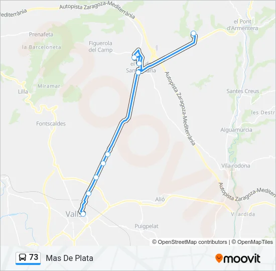 73 Bus Line Map