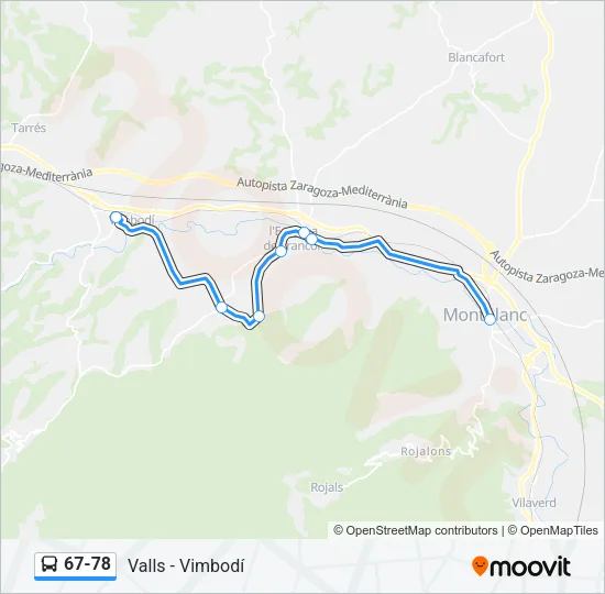 67-78 Bus Line Map