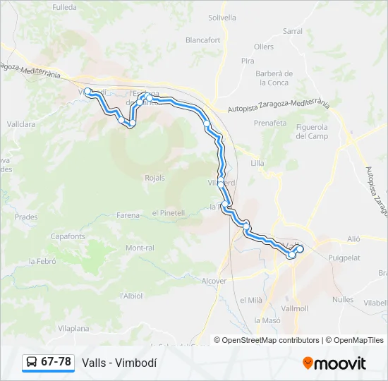 67-78 Bus Line Map