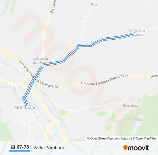 67-78 Bus Line Map