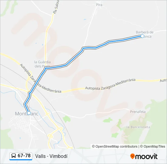 67-78 Bus Line Map