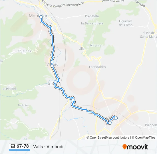 67-78 Bus Line Map