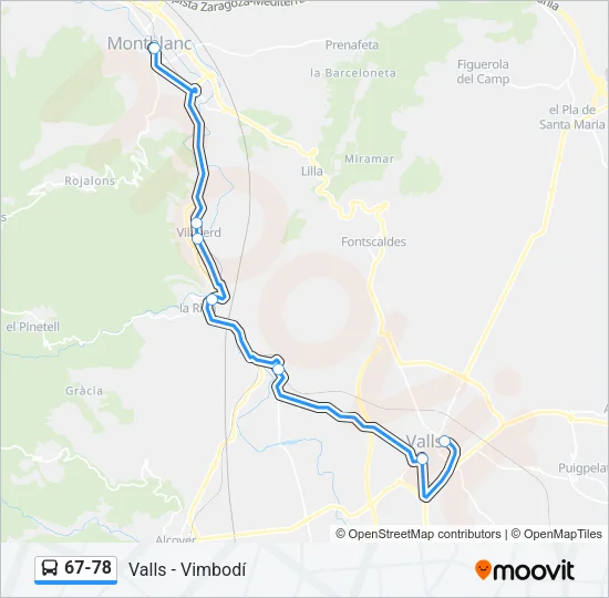 67-78 Bus Line Map
