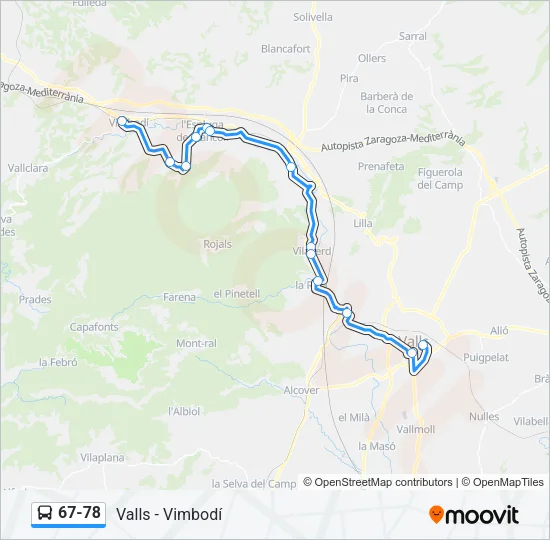 67-78 Bus Line Map