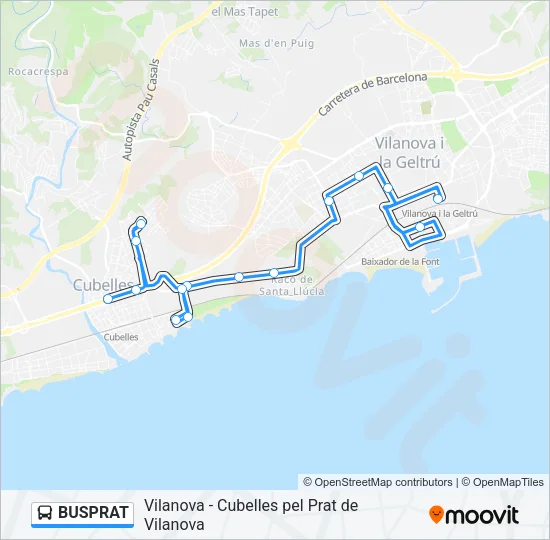 BUSPRAT bus Mapa de línia