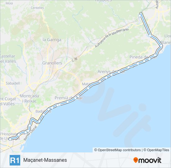 R1 Train Line Map