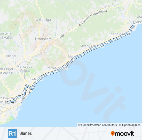 R1 Train Line Map