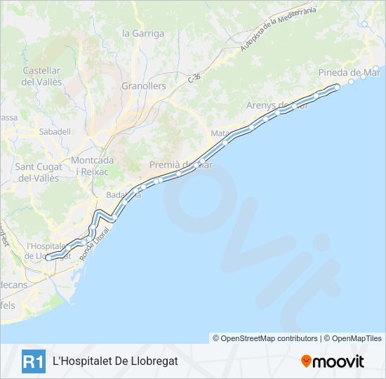 R1 Train Line Map