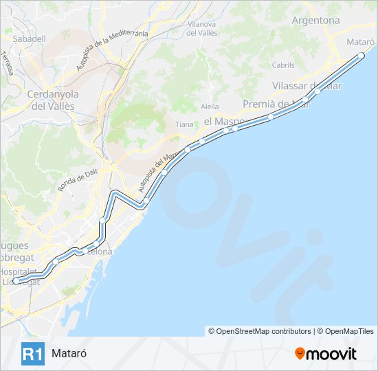 R1 Train Line Map