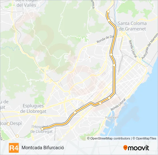 R4 tren Mapa de línia