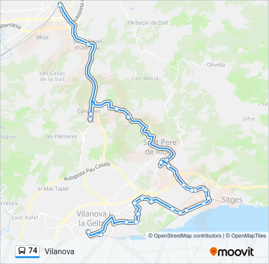74 Bus Line Map
