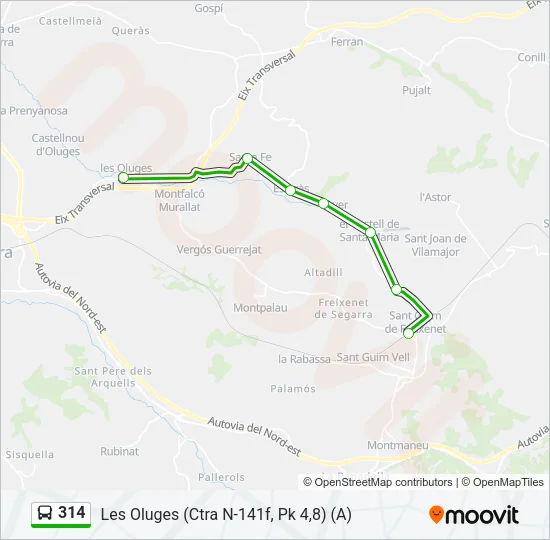 314 Bus Line Map