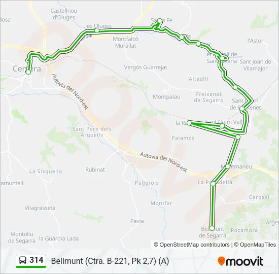 314 Bus Line Map