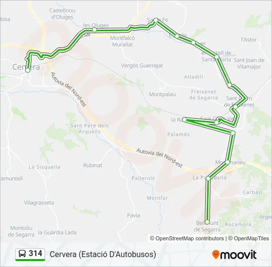 314 Bus Line Map