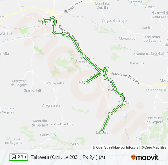315 Bus Line Map