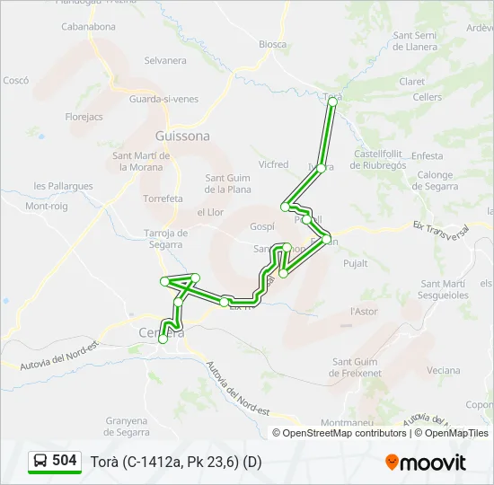 504 Bus Line Map