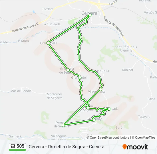 505 Bus Line Map