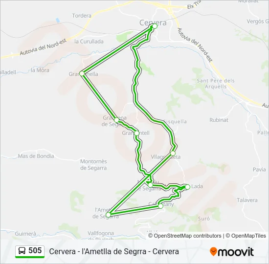 505 Bus Line Map