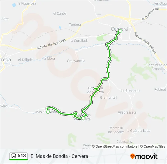 513 Bus Line Map