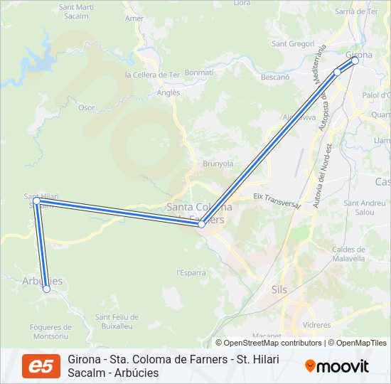 E5 Bus Line Map