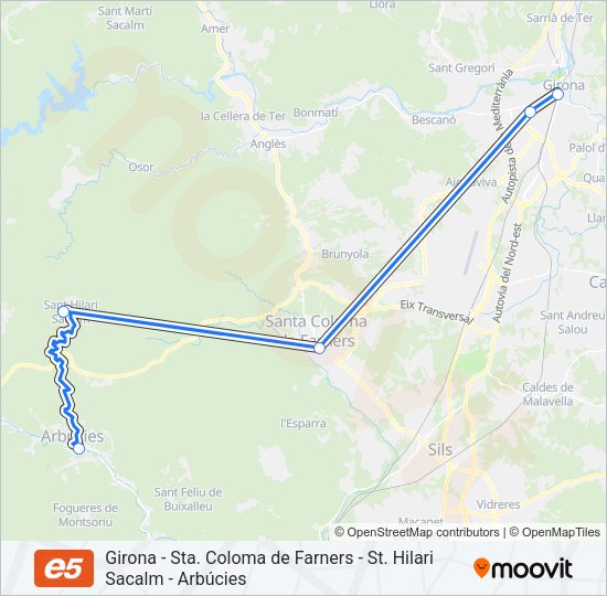 E5 Bus Line Map