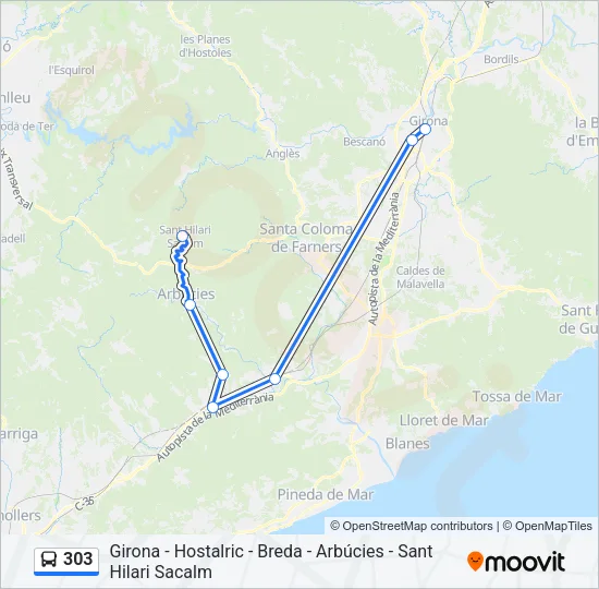 303 Bus Line Map