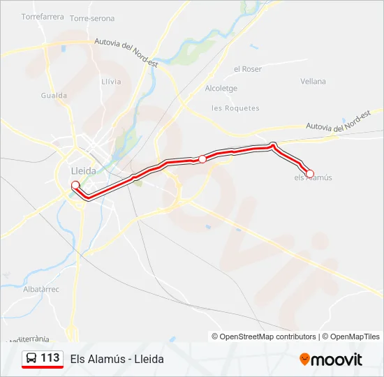 113 Bus Line Map