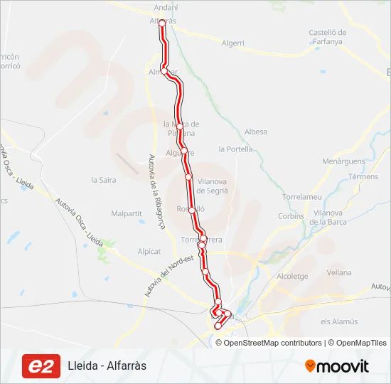 E2 Bus Line Map