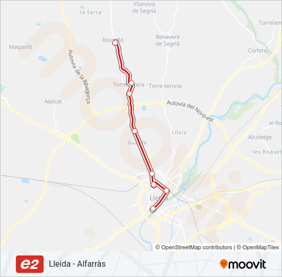 E2 Bus Line Map