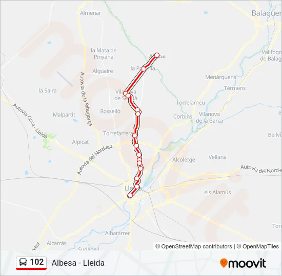 102 Bus Line Map