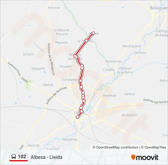 102 Bus Line Map